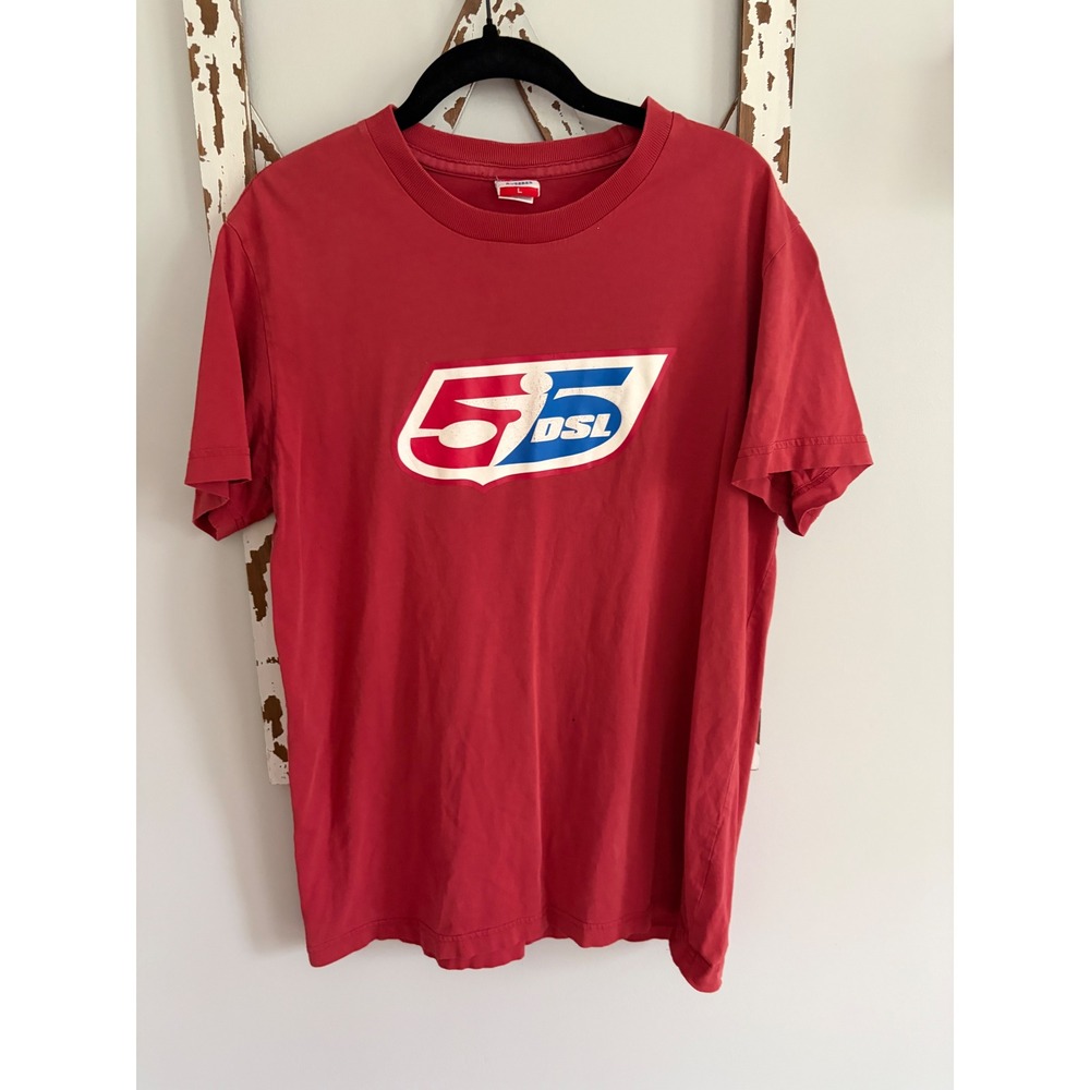vintage 55DSL by Diesel red cotton crewneck t-shirt small hole some wear Sz L